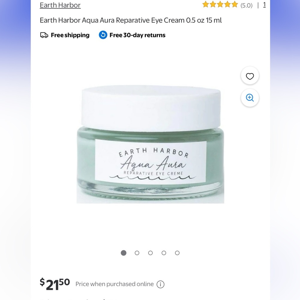 Earth Harbor Aqua Aura Reparative Eye Cream 0.5 oz 15 ml